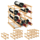 Wooden Wine Rack, 12-Bottle Stackable Wooden Wine Rack, Stackable Modular Wine Storage Racks, DIY Assembly Wine Bottle Holder for Inside Cabinet and Countertop Wensdr