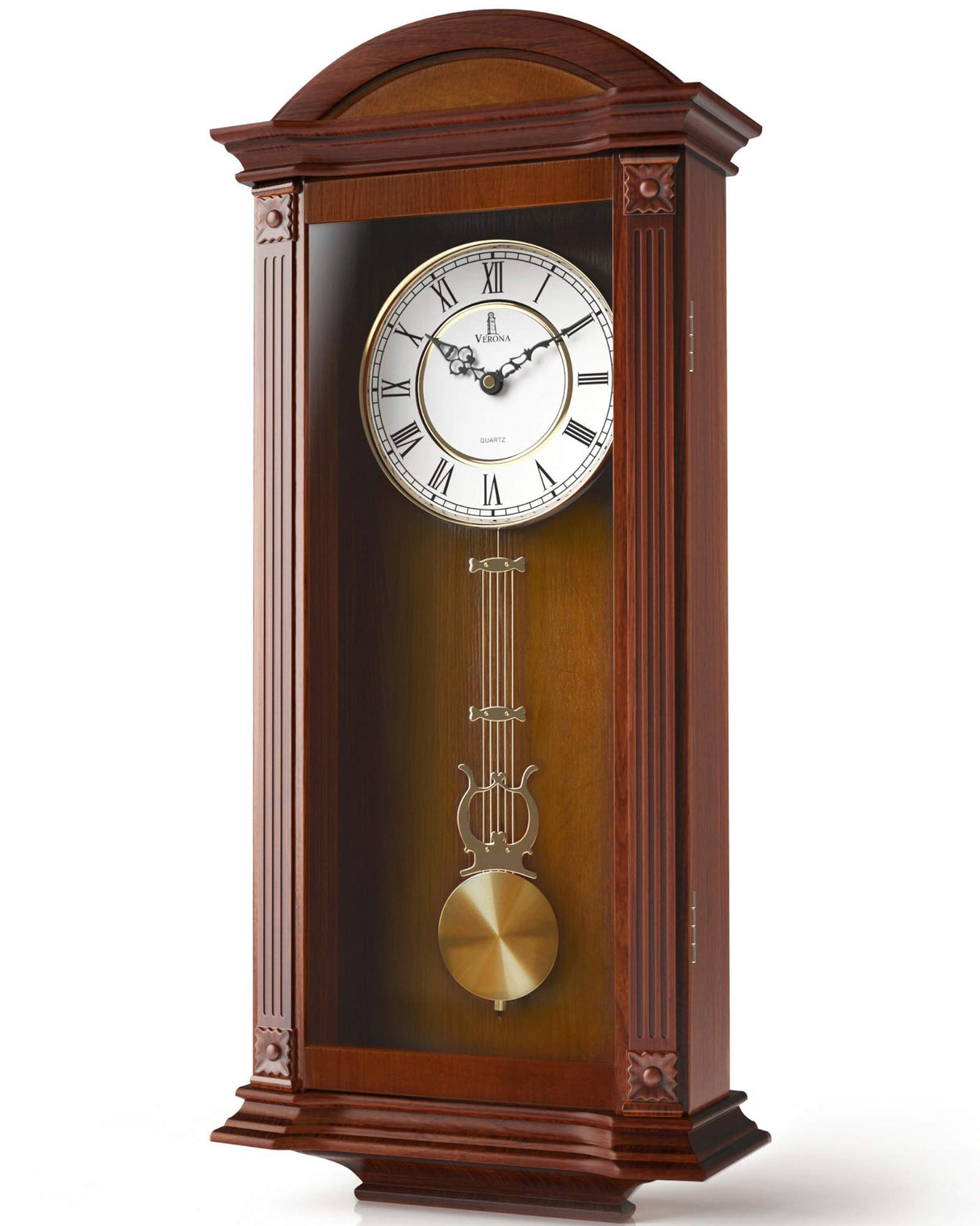 Pendulum Wall Clock Battery Operated - Large, Wooden Hanging Grandfather Wall Clock with Pendulum, 27x11 - Quiet, Made with Real Wood for Living Room Decor, Office & Home Décor Gift Lovely Home Essentials