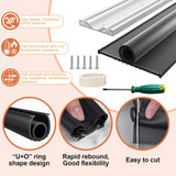 Nayotaa Heavy-Duty U+O Ring Garage Door Seals Bottom Rubber Kit, with Garage Door Pre-Drilled Aluminum Track Retainer Base (16.5Ft/5m) Nayotaa