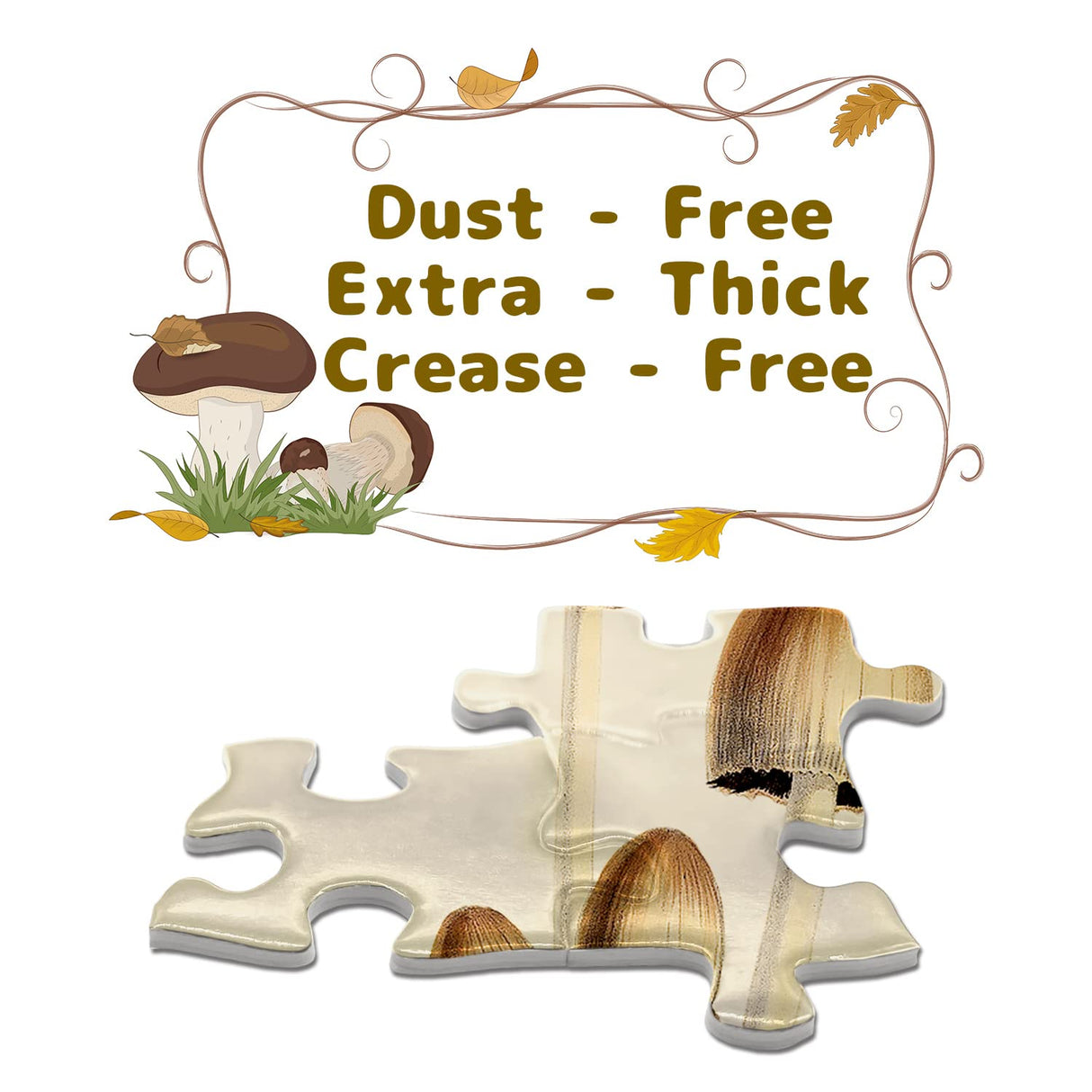 Vintage Mushroom Puzzle 1000 Pieces for Adult, Vintage Fungi Jigsaw Puzzle of 25 Edible Mushrooms, Champignons Plant Puzzle for Mycophile BBOLDIN