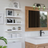 RICHER HOUSE 5 Set White Floating Shelves, Wall Mounted Shelves for Wall Decor, Modern Picture Ledge Shelf with Lip for Wall Storage Nursery, Bedroom, Living Room, Bathroom - White RICHER HOUSE