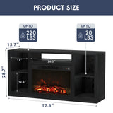 Furniwell Fireplace TV Stand for 65 Inch TV, Media Entertainment Center Console Table with 26" Electric Fireplace, Farmhouse TV Stand with Storage Cabinet for Living Room (Black) Furniwell