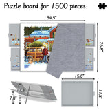 Puzzle Board 1500 Pieces,Jigsaw Puzzle Board with Adjustable Tilting Pole,Jigsaw Puzzle Board with Drawers,Grey Tilting Puzzle Board with Cover,Puzzle Storage,Puzzle Tray Doerpuz
