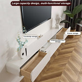 FPIGSHS Wall Mounted Media Console with 2 Drawers Solid Wood Floating TV Stand Hanging TV Shelf Entertainment Center TV Cabinet, for Home Office (B, 160CM/63IN) FPIGSHS