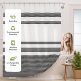AmazerBath Shower Curtain, Washable Cloth Black Shower Curtain Sets with 12 Shower Curtain Hooks, Fabric Rustic Black and White Striped Shower Curtain, Farmhouse Bathroom Shower Curtain, 72x72 Inches AmazerBath