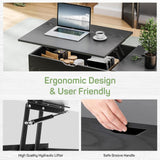 Coffee Table, Lift Top Coffee Tables for Living Room, Small Modern Wooden Center Tables with Storage Shelf and Hidden Compartment Zibbizo