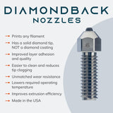 Diamondback Nozzles – Original K1, K1 Max, and CR-M4 Compatible – Polycrystalline Solid Diamond Tip 3D Printer Nozzles, Improved Extrusion, Any Filament, Long Life, Wear Resistant, USA Made (0.6mm) US Synthetic