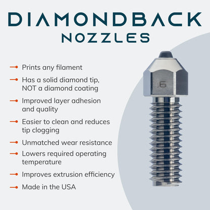 Diamondback Nozzles – Original K1, K1 Max, and CR-M4 Compatible – Polycrystalline Solid Diamond Tip 3D Printer Nozzles, Improved Extrusion, Any Filament, Long Life, Wear Resistant, USA Made ( - WoodArtSupply