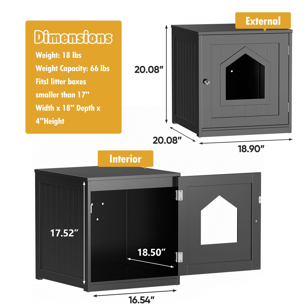 Cat Litter Box Enclosure Hidden Kitty Litter Box Furniture Indoor Cat Box Cabinet House Side Table Nightstand Washroom (Black) Nova Microdermabrasion