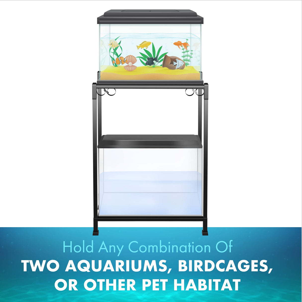 TitanEze 10 Gallon Double Aquarium Stand (2 Stands in 1), Fish Tank Stand, Bird Cage Stand, 22.5" W x 31" H x 10.5" D Caitec