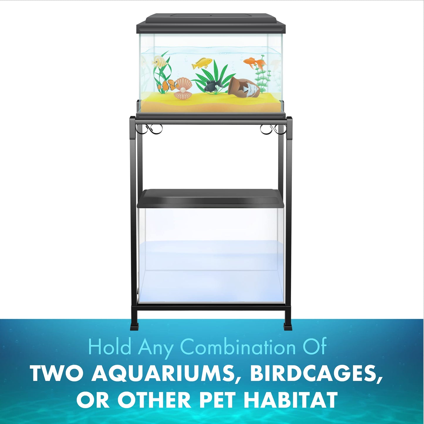 TitanEze 10 Gallon Double Aquarium Stand (2 Stands in 1), Fish Tank Stand, Bird Cage Stand, 22.5" W x 31" H x 10.5" D