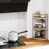 Fixwal Corner Bathroom Counter Organizer, 3 Tier Rustic Bathroom Organizer, Wood Countertop Storage Tray for Vanity, Kitchen, Bedroom (Light Brown) Fixwal