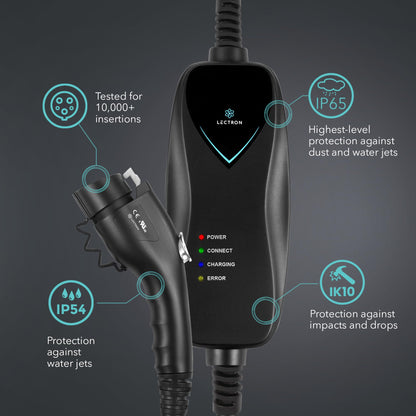 Lectron Level 1 EV Charger - ETL Certified, 110V, 15 Amp, 16 ft Extension Cord & J1772 Cable - Portable Electric Car Charger for J1772 EVs with NEMA 5-15 Plug - WoodArtSupply