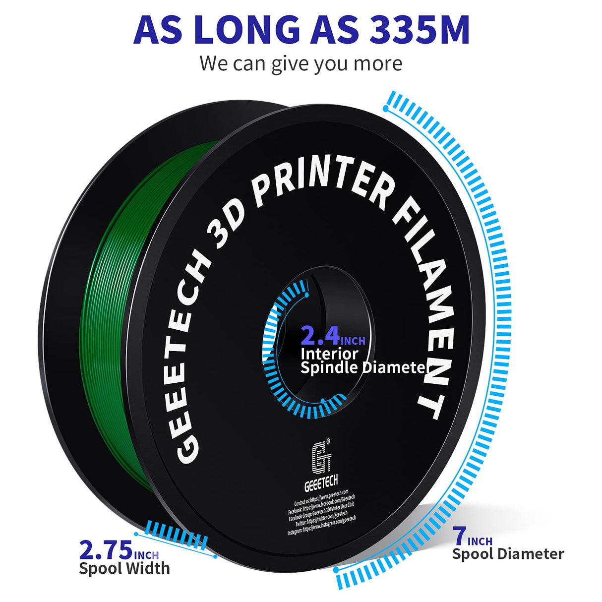 Geeetech PETG Filament 1.75mm, Upgraded High-Toughness 3D Printer Filament - 1 KG (2.2 LBS) Spool, ±0.02mm Accuracy, Neatly Wound Durable, Non-Clogging & Non-Stringing, Fits Most FDM Printers (Green) Geeetech