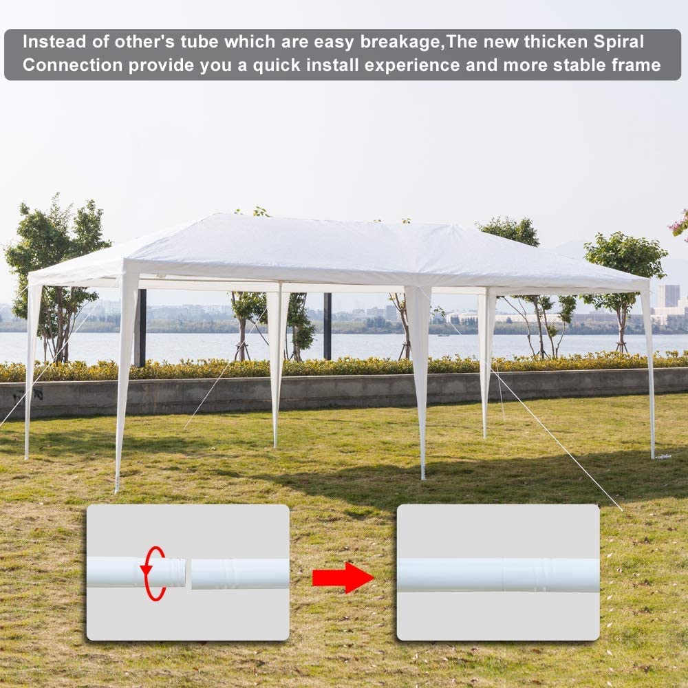 KepooMan 10' x 20' Outdoor Gazebo Canopy Waterproof Party Tent Wedding Canopy with Removable Sidewalls & Brighter Church Windows - WoodArtSupply