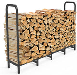 Tikimilor 5.3ft Firewood Rack Holder, Adjustable Heavy Duty Fire Log Stacker Stand for Fireplace, Outdoor Indoor Metal Wood Pile Storage Organizer, Patio Logs Stand tool, Black Tikimilor