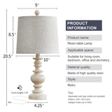 BOBOMOMO Resin 20.5" Farmhouse Lamps for Bedrooms Retro Side Table Lamps Bedside Lamp for Side Nightstand Living Room（Old-White） BOBOMOMO