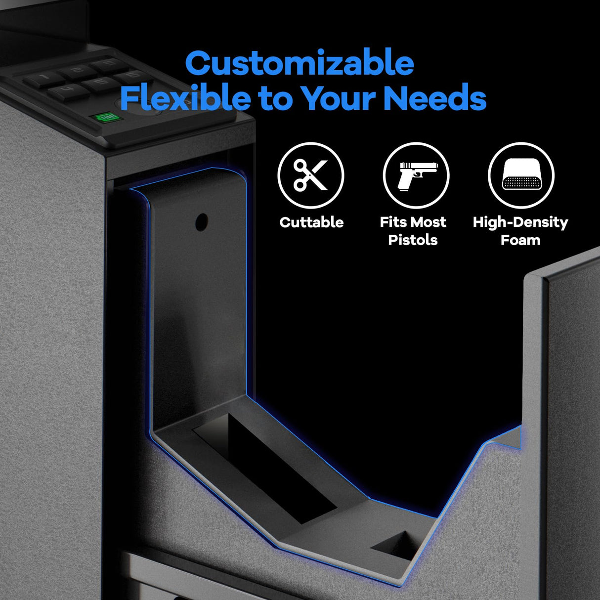 LotaTools Gun Safe, Biometric Pistol Safe Fingerprint Handgun Safe, Mounted Single Gun Safe for Handgun with 3 Ways Quick Access, Bedside Gun Safe for Nightstand, Bedroom, Desk, Wall, Dresser LotaTools