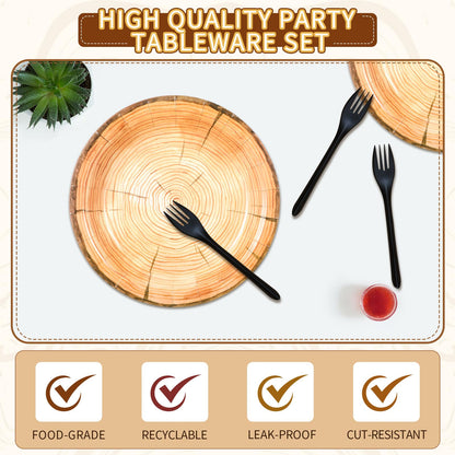 Tioncy 100 Pcs Wood Grain Paper Plates 7" 9" Rustic Wood Slice Plate Farmhouse Round Disposable Dinner Plate for Woodland Baby Shower Lumberjack Birthday Party Supplies(wood Grain, 100 Pieces - WoodArtSupply