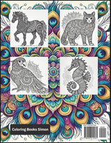 Animal Mandalas. Animals in Mandala Style. Coloring Book for Adults.: Designs: Cat, lion, peacock, horse, butterfly, elephant, parrot, and many more Majosta