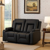 LUCKLIFE Leather Recliner Sofa Set with Manual Recliners,Living Room Furniture Set with Reclining Couch,Loveseat and Armchair,Living Room Chair with Cup Holders,Black (2) LUCKLIFE