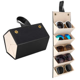 Mowsug 5-Slot Travel Sunglasses Case – Foldable Eyeglass case, Portable Sunglasses Organizer For Multiple Pairs, Durable Sunglass Case For Women & Men, Perfect For Home, Travel & Display Mowsug