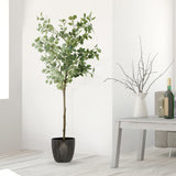 Fogein Artificial Eucalyptus Tree,6Ft Tall Fake Potted Tree Silk Faux Eucalyptus Tree with Plastic Nursery Pot, Artificial Plants for Home Office Indoor Decor Fogein