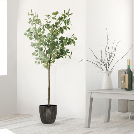 Fogein Artificial Eucalyptus Tree,6Ft Tall Fake Potted Tree Silk Faux Eucalyptus Tree with Plastic Nursery Pot, Artificial Plants for Home Office Indoor Decor Fogein