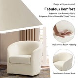 HULALA Home Swivel Accent Chair with Gold Metal Base, Contemporary Velvet Curved Swivel Barrel Chair, Upholstered Club Armchair, Leisure Single Sofa for Living Room, Nursery, Bedroom(Ivory) HULALA HOME
