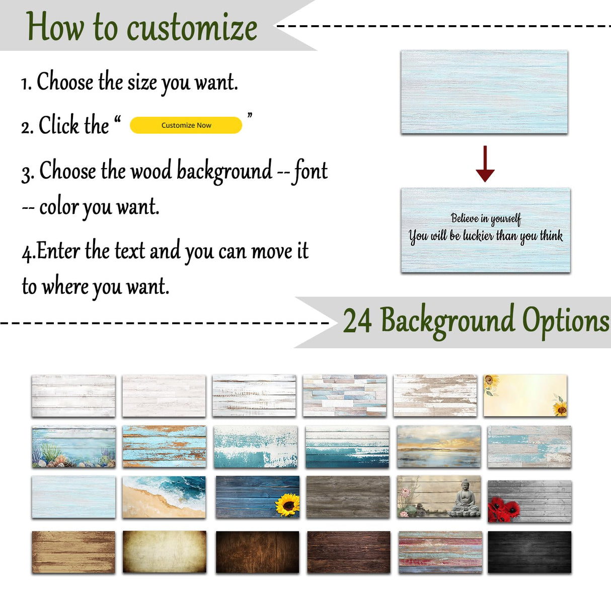 CHAOSETKEN Custom Text Sign Wall Art Personalized Family Quote Wall Decor Family Sign Canvas Prints Customized Wood Text Quote Pictures Rustic Farmhouse Decor Framed (12L x 6W) CHAOSETKEN