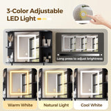 Bathroom Wall Cabinet with Mirror, Mirrored Medicine Cabinet with 3 Colors LED Light and 4 Open Shelves, Wall Mounted Over Toilet Storage Cabinets with Adjustable Shelf, 21.7"L x 6.7"W x 18.1"H, Black MAHANCRIS