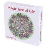 Bgraamiens Puzzle-Magic Tree of Life -1000 Pieces Colorful Leaves Round Mandala Puzzle Color Challenge Jigsaw Puzzles Bgraamiens