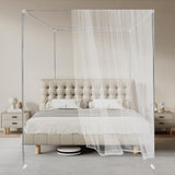 ZAWAYINE Canopy Bed Frame,Stainless Steel Four Corner Bed Canopy Poles Mosquito Net Frame Thickened Metal Canopy Frame Poles for Metal and Wood Bed Frames, Bedroom Decor Upgrade,59"x78"x78"(Queen) ZAWAYINE