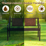 S AFSTAR Outdoor Garden Bench, Brown, Iron, Metal, Polyethylene, Rattan, 50.5 in Width, 2 Adults S AFSTAR
