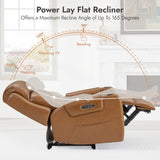 Watson & Whitely Genuine Leather Power Recliner Chairs for Adults, Lay Flat Recliner with Power Headrest, USB Ports and Cup Holders, Electric Reclining Chair for Living Room, Bedroom, Saddle Brown Watson & Whitely