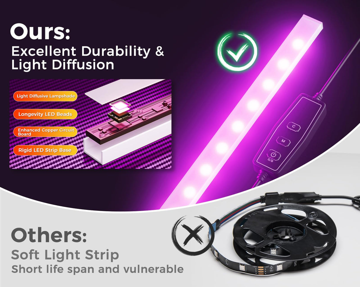 AODK L Shaped Desk Gaming Desk with LED Light & Power Outlet, 53 Inch Reversible L Shaped Computer Desk with Shelf, Corner Desk with Storage Bag&Hook for Home Office Desk, Black AODK