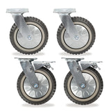 8 Inch Caster Wheels Set of 4 Heavy Duty Casters, 2X Swivel with Brake Locking,2X Swivel Without Brake Locking Top Plate Casters for Workbench,Cart,Furniture uyoyous