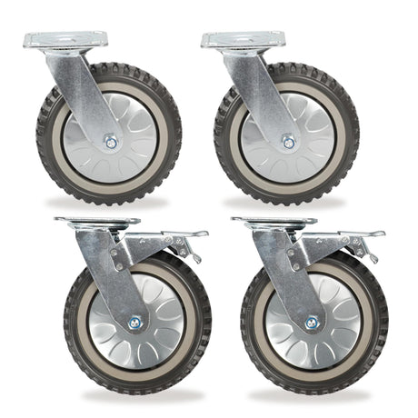 8 Inch Caster Wheels Set of 4 Heavy Duty Casters, 2X Swivel with Brake Locking,2X Swivel Without Brake Locking Top Plate Casters for Workbench,Cart,Furniture uyoyous