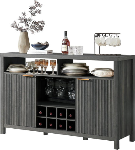 Oxford Wine Bar Cabinets with Storage - 51" Sideboard Buffet Cabinet for Home, 32.8" Tall Liquor Bar Cabinet for Kitchen (Midnight Oak) OAKHAM HOME