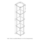 FURINNO Turn-N-Tube 5-Tier Corner Square Rack Display Shelf, Round, French Oak Grey/Black Furinno