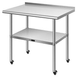 VIVOHOME 24 x 36 Inch Stainless Steel Work Table with Backsplash, Food Prep Commercial Table with Wheels for Restaurant, Hotel, Home and Warehouse VIVOHOME