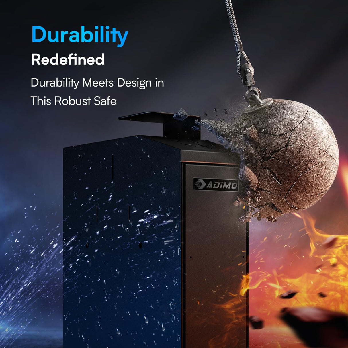 Gun Safe, Slider Biometric Gun Safe for Handgun Supports 3 Quickly Access Ways, Fingerprint, PIN Code and Key, Pistol Safe for Car, Truck, Desk, Bedside Handgun Safe ADIMO