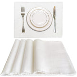 Letjolt White Placemats Farmhouse Cotton Linen Place Mats Set of 4 Home Kitchen Dining Table Decor Letjolt
