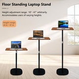 POLESTO Portable Laptop Floor Stand, Bedside/Sofa Table with Height Adjustable 18''~47'', Stylish Movable Workstation Floor Standing Desk for Office, Meeting Room, living room Easy Assembly, Black POLESTO