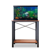 20 Gallon fish tank stand. 10 gallon aquarium Stand. Great fish tank stand for up to 20 gallons. Aquarium table by Fionomenal - Black Metal Mahogany Top Finomenal