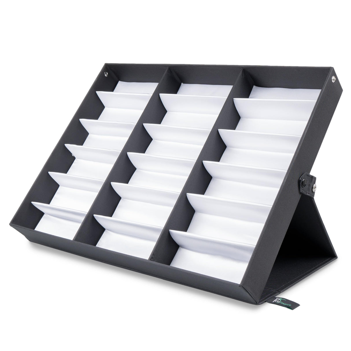 ProSource 18 Slot Sunglasses Organizer Box Stand Display Case/Tray, Fabric Lined & Snap Close ProSource