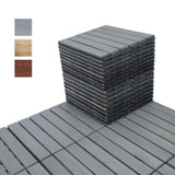 BEEFURNI Acacia Interlocking Deck Tiles (12"x 12" 20 PCS), Wood Deck Tiles Interlocking Outdoor All Weather, Patio Flooring for Indoor Outdoor use, 1 Year Warranty (Light Gray) BEEFURNI