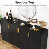 Tribesigns Luxury Buffet Cabinet with Storage, 59 Inch Kitchen Sideboard with 4 Doors, Coffee Bar Cabinet for Dining Room, Living Room, Black and Gold Tribesigns
