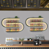 RAJYQODIS 59in Wall Mounted Wine Rack, Floating Bar Shelves 4-Tier，Industrial Metal Bottles Display Storage Shelf, for Home Bar Dining Room Decor, Black (Black, 59.05in/150cm) RAJYQODIS