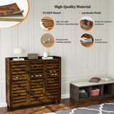 VINGLI Shoe Cabinet with Doors, Entryway Shoe Storage, Shoe Rack with Doors, Hidden Shoe Cabinet, Shoe Organizer Cabinet, Freestanding Shoe Rack Cabinet,Shoe Storage Cabinet,Shoes Cabinet Rustic Brown VINGLI